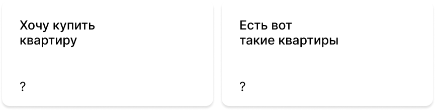 Пример нечёткого запроса: пользователь хочет купить квартиру без уточнения бюджета, объявление показывает неизвестные варианты со знаком вопроса